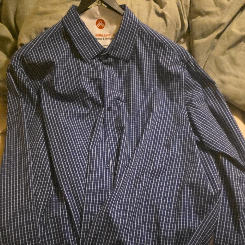 Nautica Navy Checkered Button Down Shirt